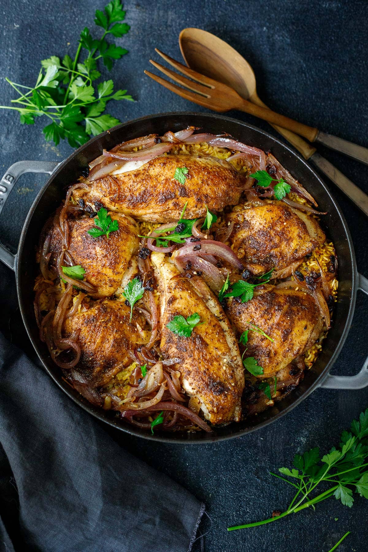 Persian Chicken with Saffron Rice- a simple tasty one pan meal.