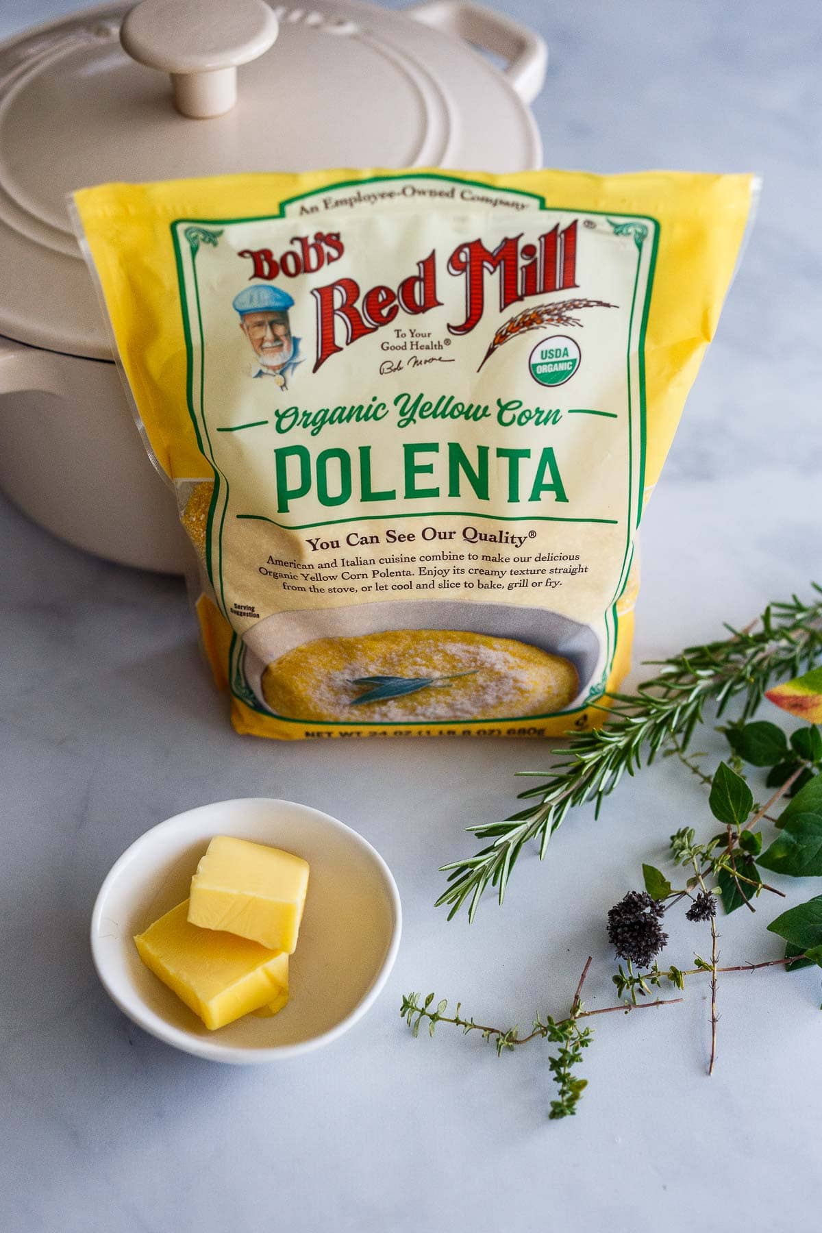 Ingredients for polenta.