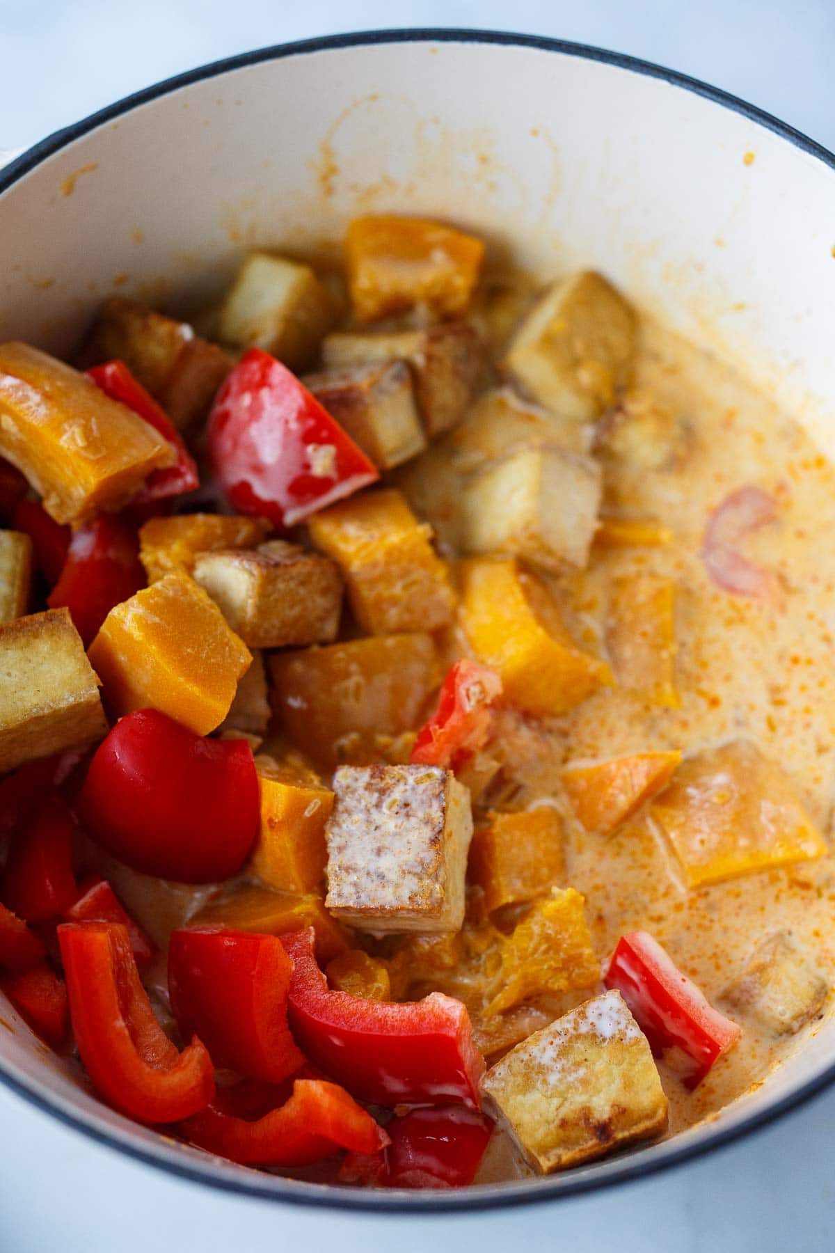 Pumpkin curry simmering.