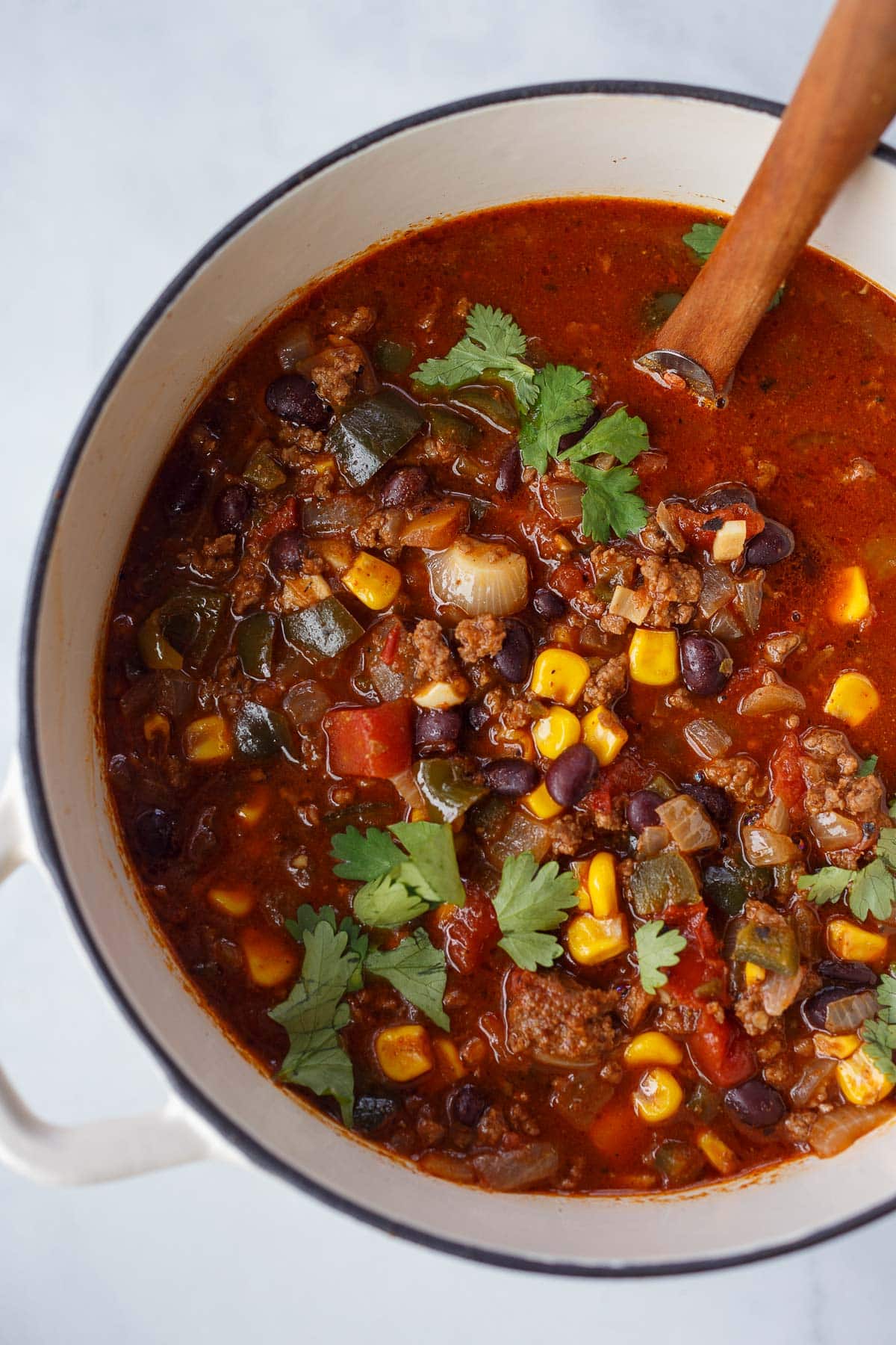 Taco Soup in a pot.