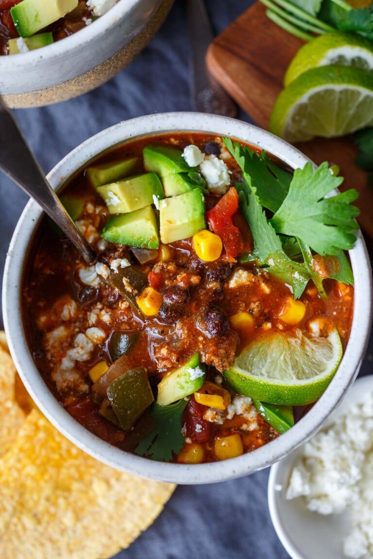 Taco soup is a hardy, flavorful, and versatile one-pot dish packed with healthy ingredients, perfect for a comforting and satisfying meal. Vegetarian adaptable and gluten-free.