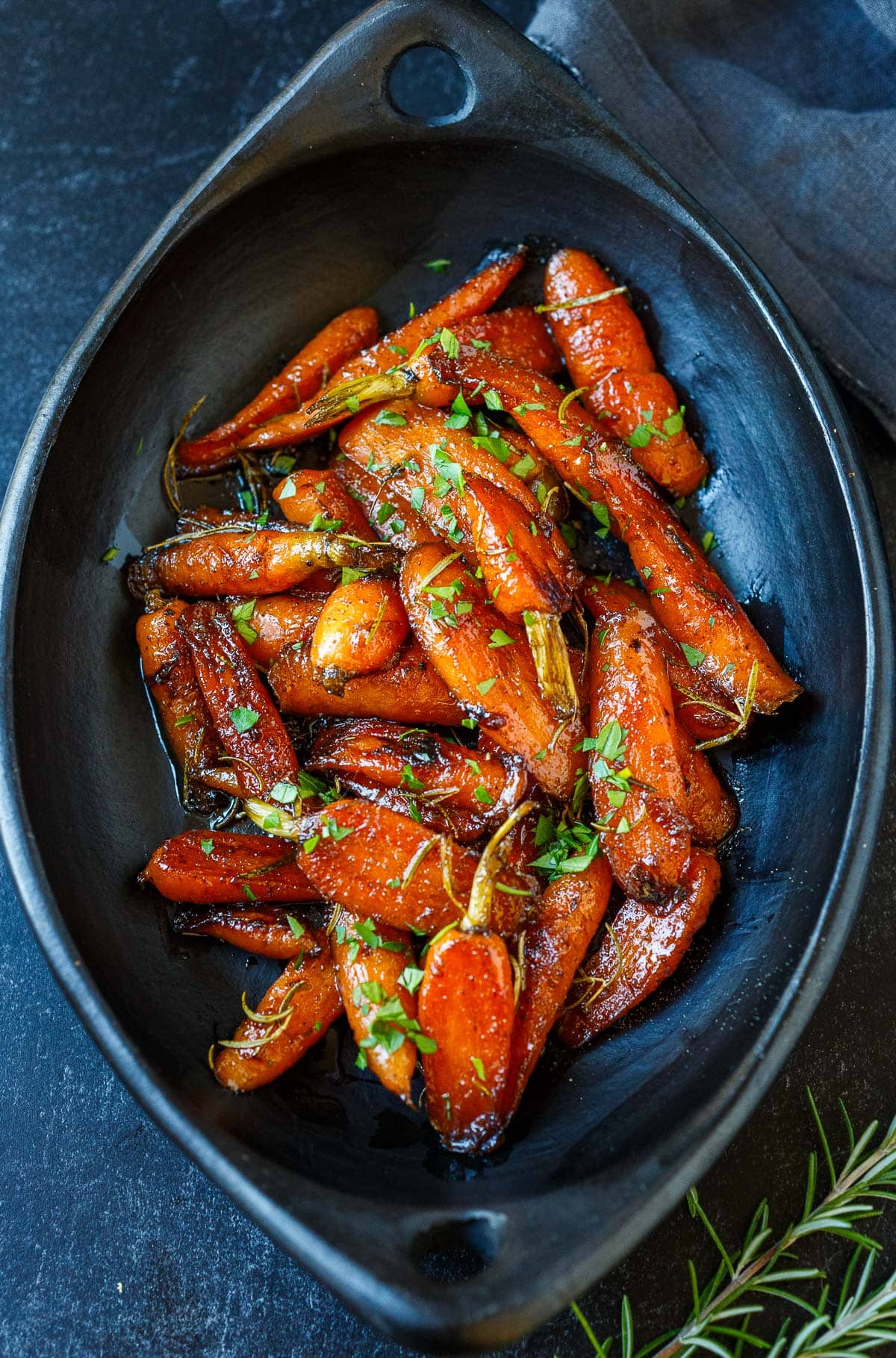 Glazed carrots in a serving dish