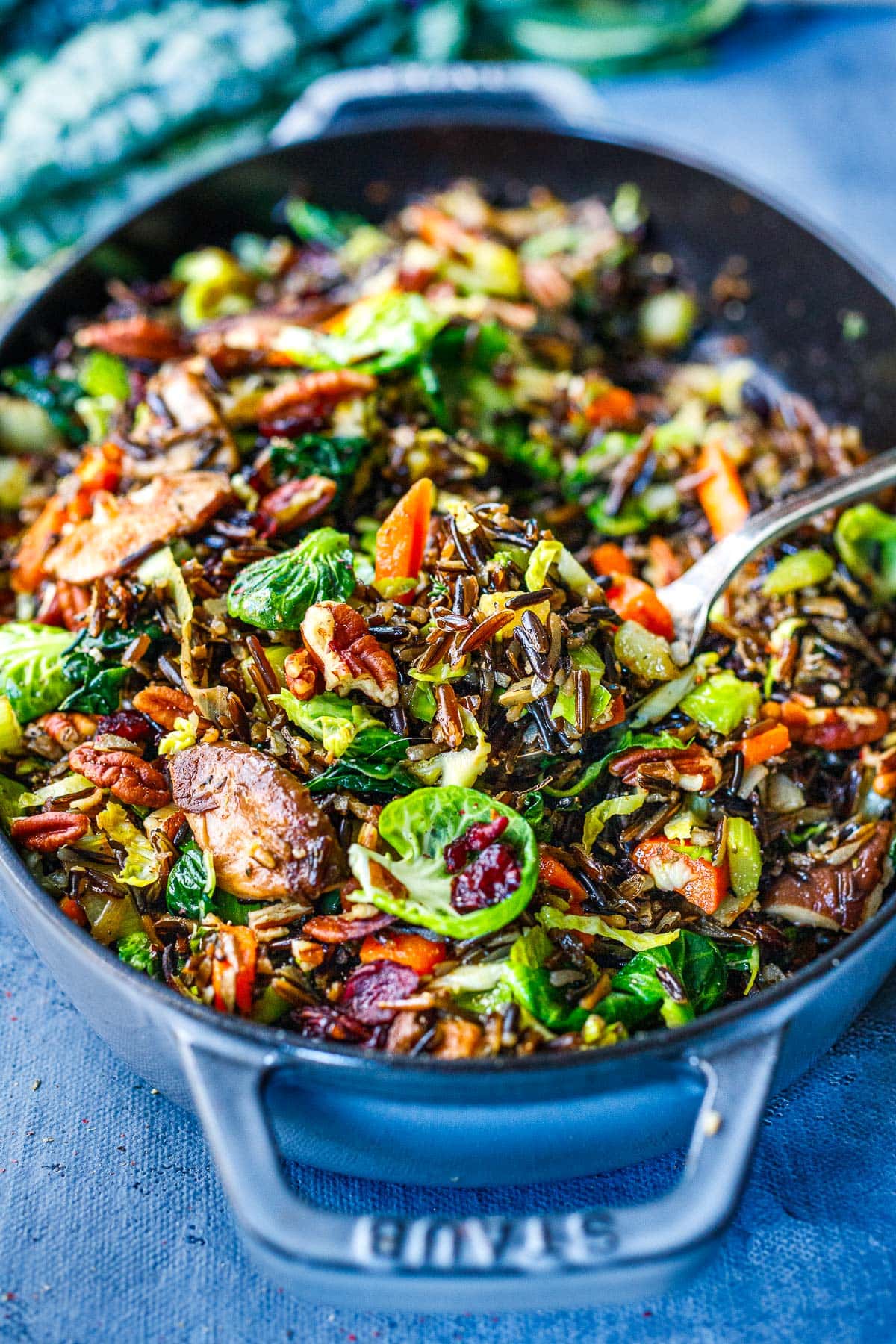 Wild Rice pilaf recipe in a serving dish.