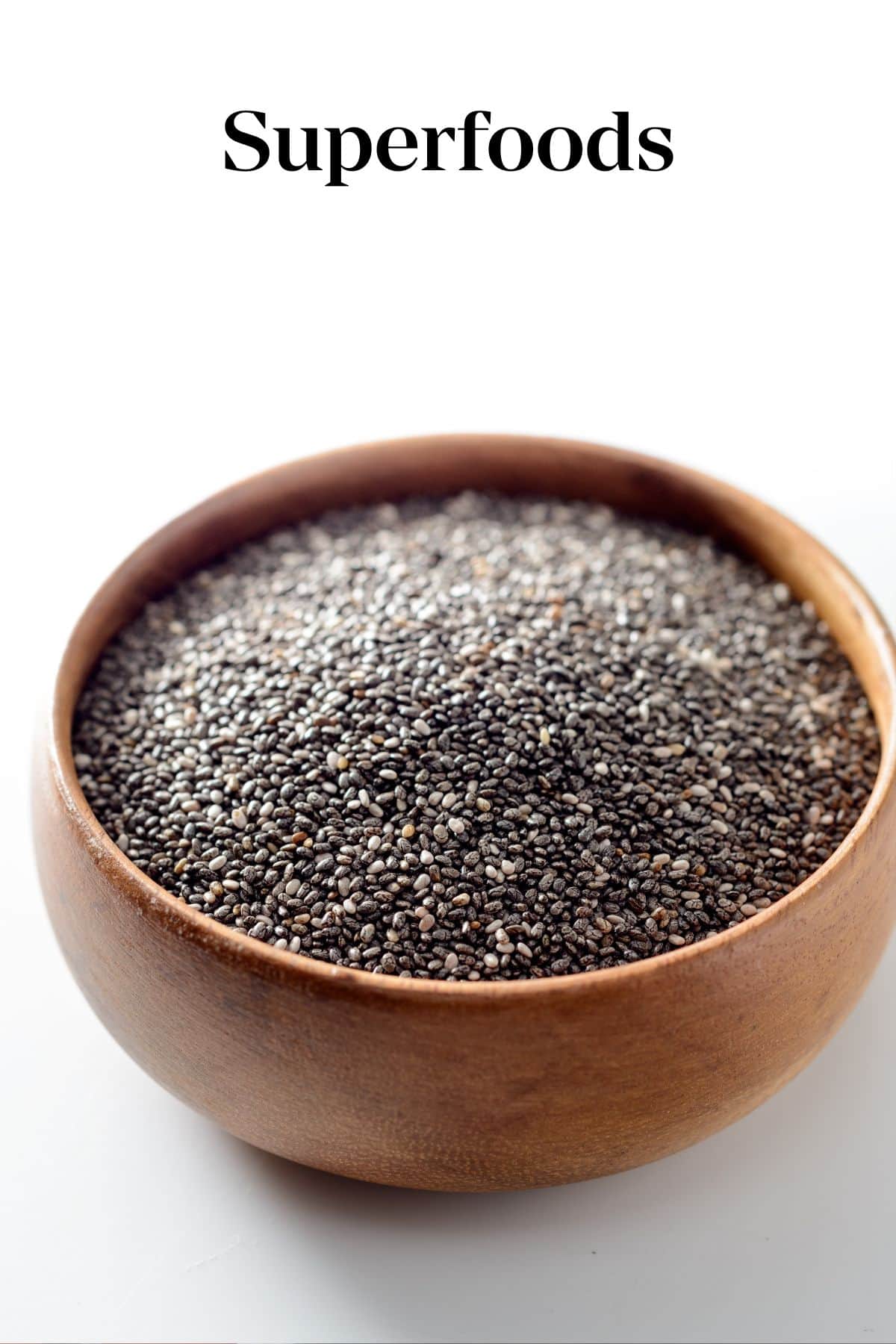 a bowl of chia seeds. 