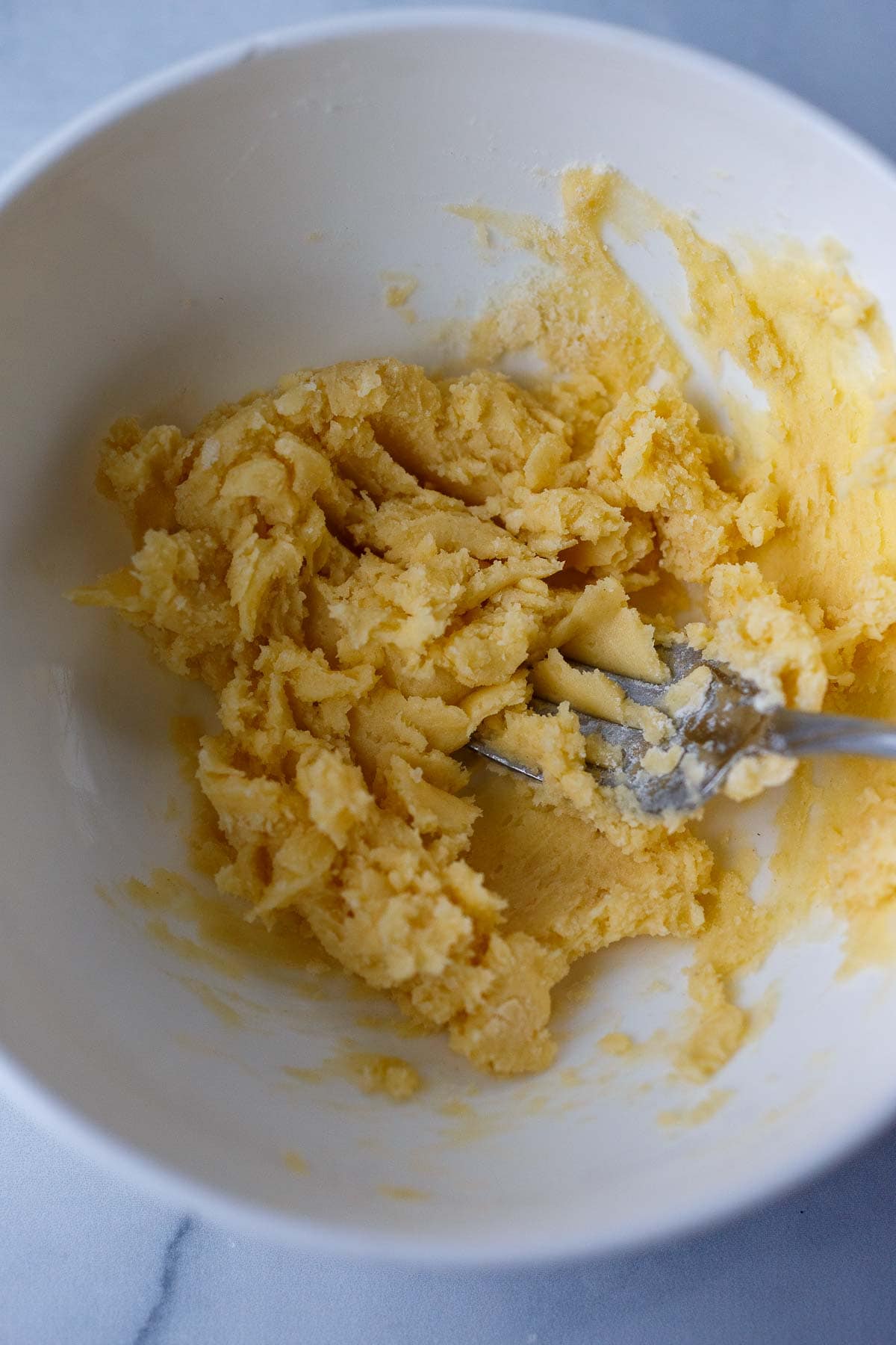 butter and flour mixed together in bowl for coq au vin.