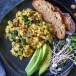 This Chickpea Scramble recipe is so savory and delicious! A protein-rich breakfast that is easy to make- vegan, egg-free, soy-free, and gluten-free!
