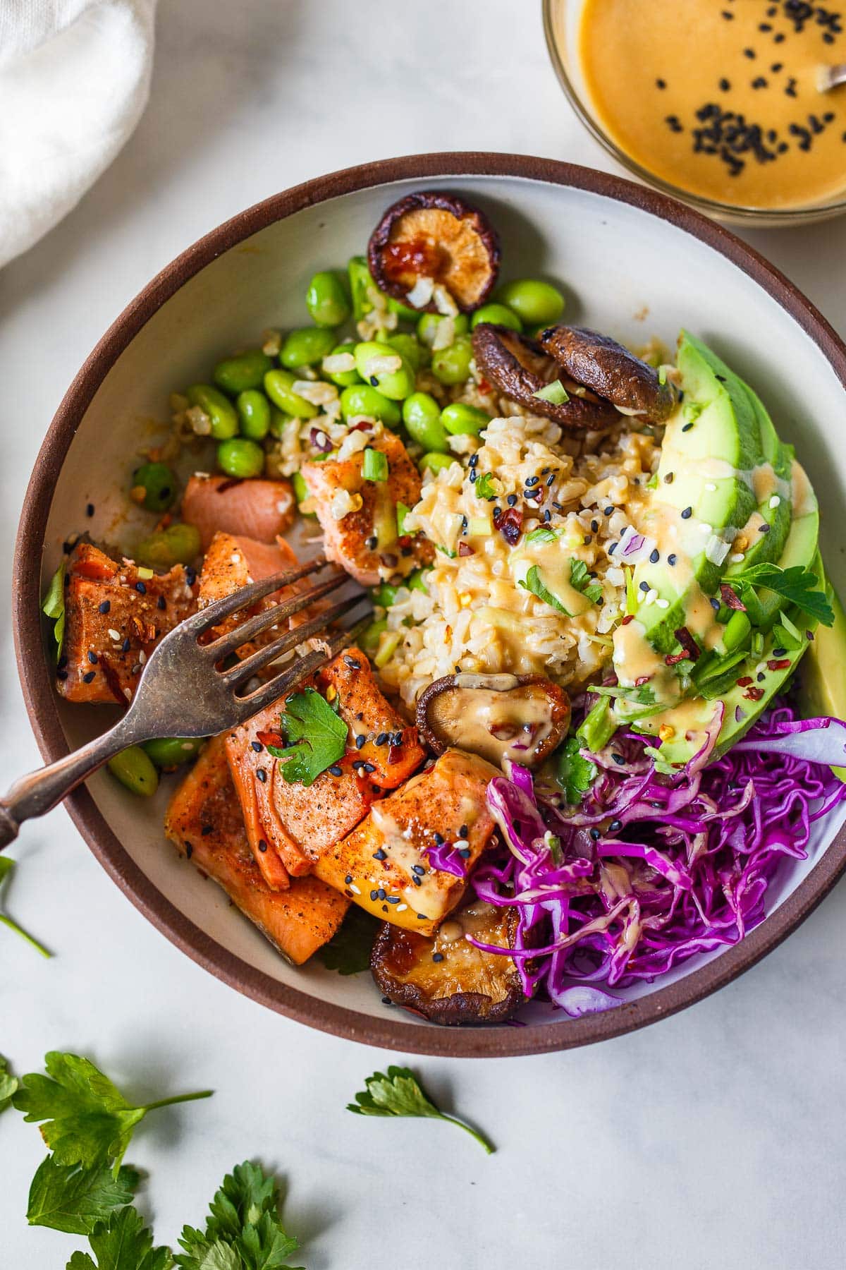 Salmon Bowls with miso sauce