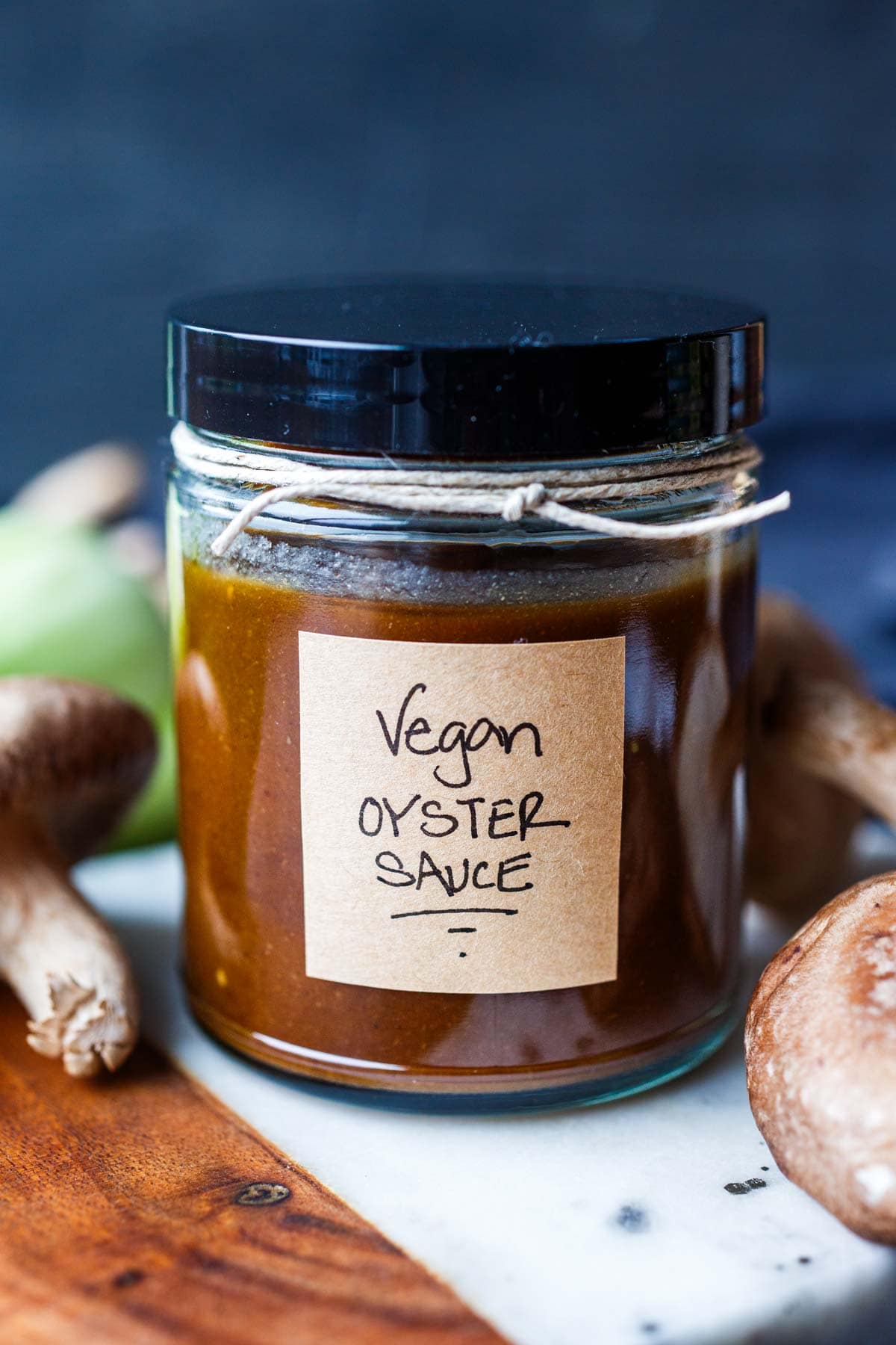 jar of homemade vegan oyster sauce.