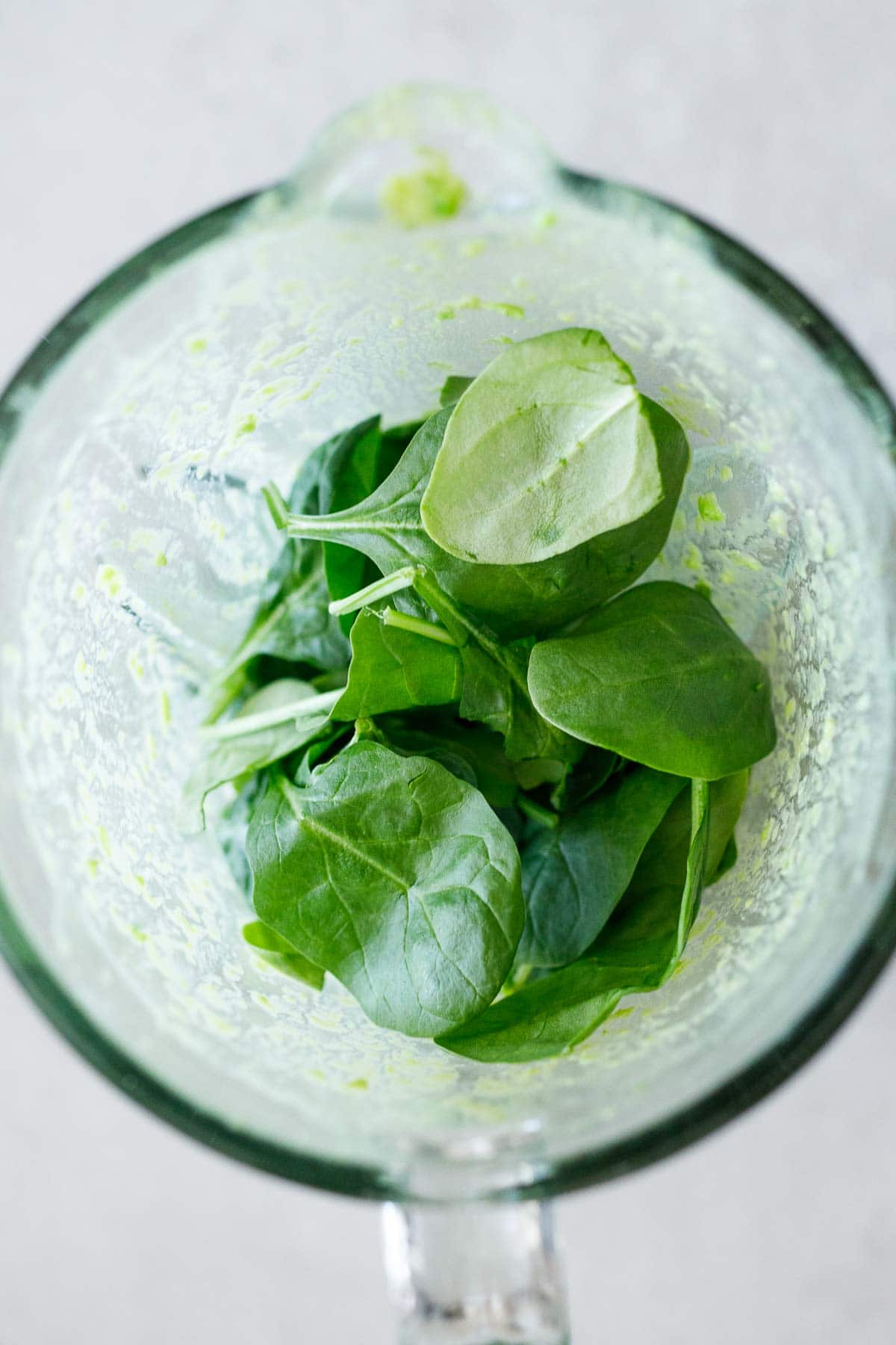 fresh spinach in blender.