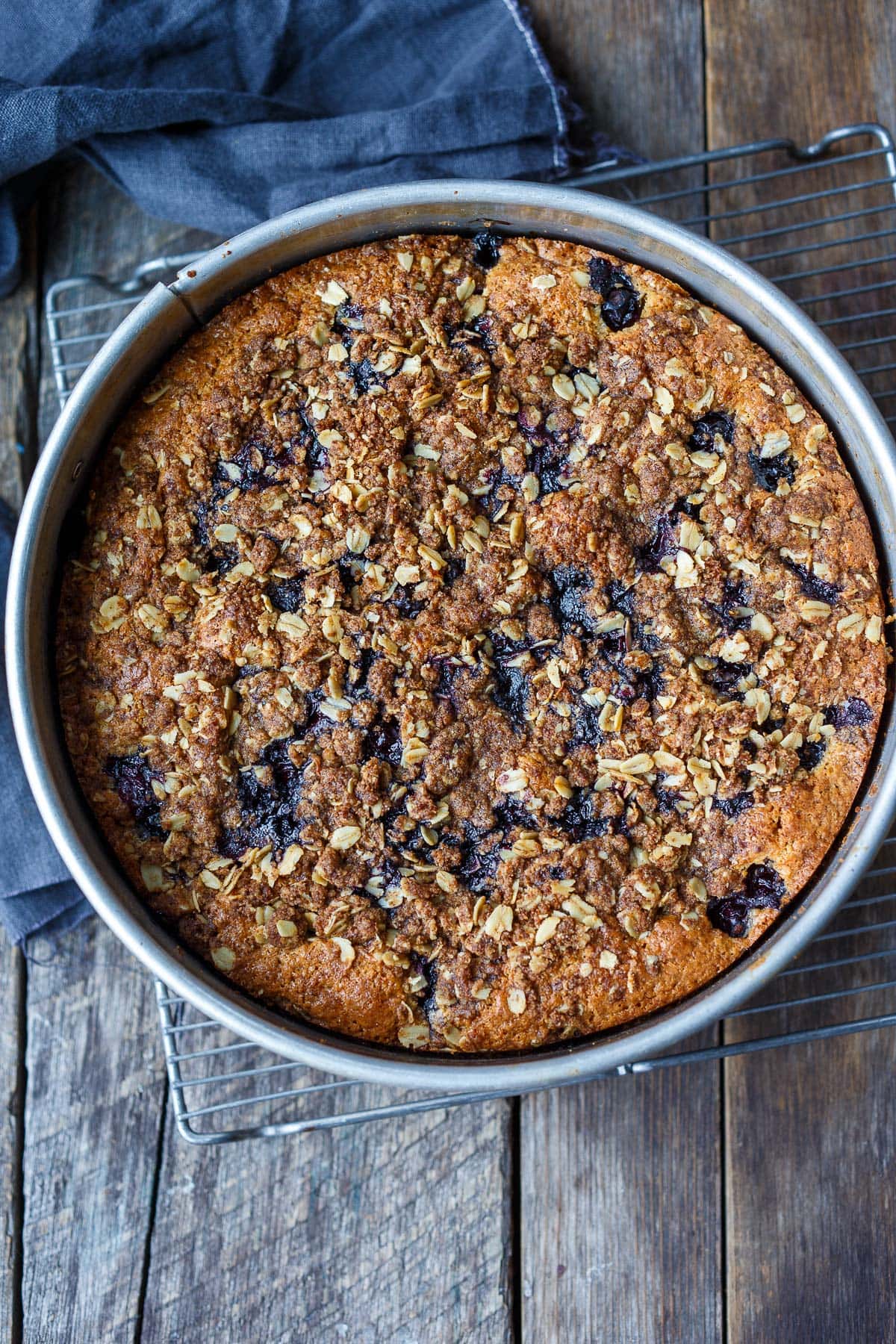 fresh baked blueberry coffee cake. 