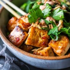 Sticky Glazed Tofu Bowl with Yum Yum Sauce