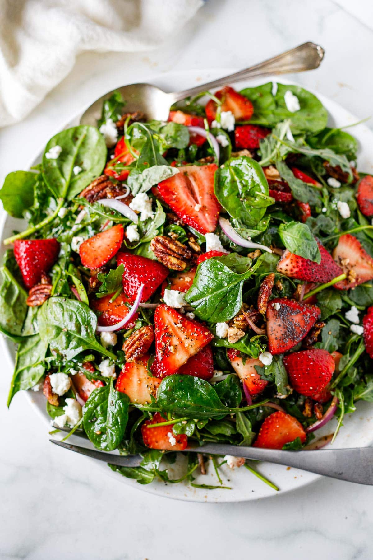 Blueberry salad feasting at home