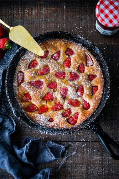 A simple recipe for Strawberry Breakfast Cake- perfect for a special brunch or morning gathering (like Mother's Day) that can be made Gluten-free!
