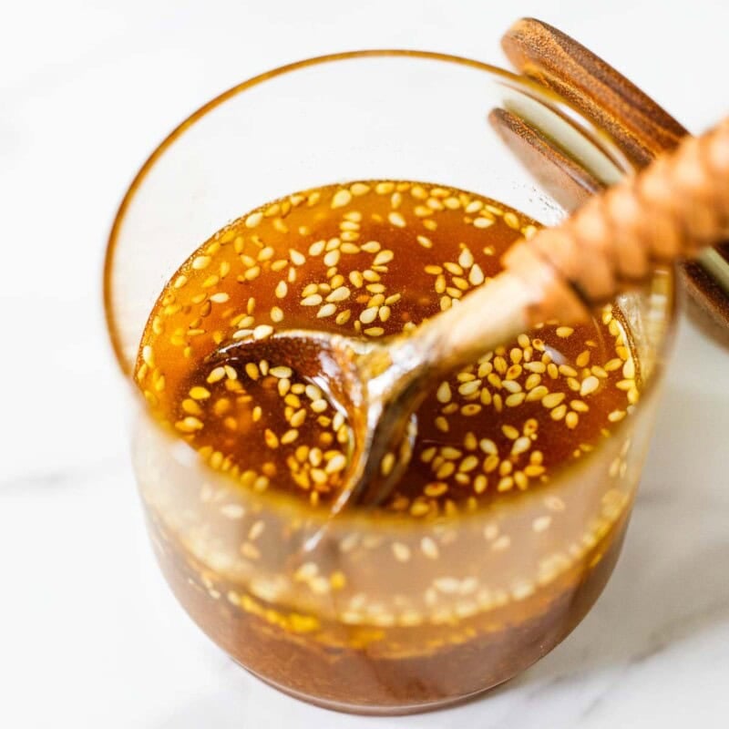 Tangy, sweet, and flavorful, this sesame ginger dressing is delicious on slaws and salads. Easy to make with simple pantry ingredients, it's vegan and gluten-free!