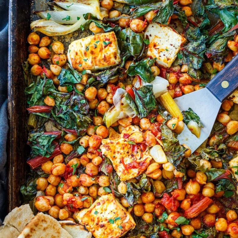 Quick Mediterranean Baked Feta with Chickpeas