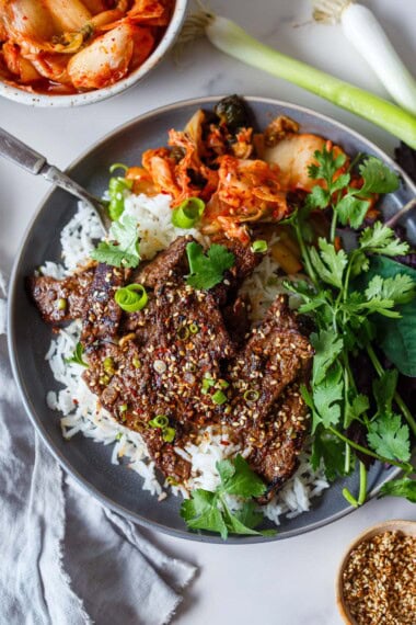 Learn our method for making the best Korean beef bulgogi! Succulent slices of beef are marinated until tender, then caramelized in a pan, resulting in mouth-wateringly tender meat with caramelized edges and bold flavor.