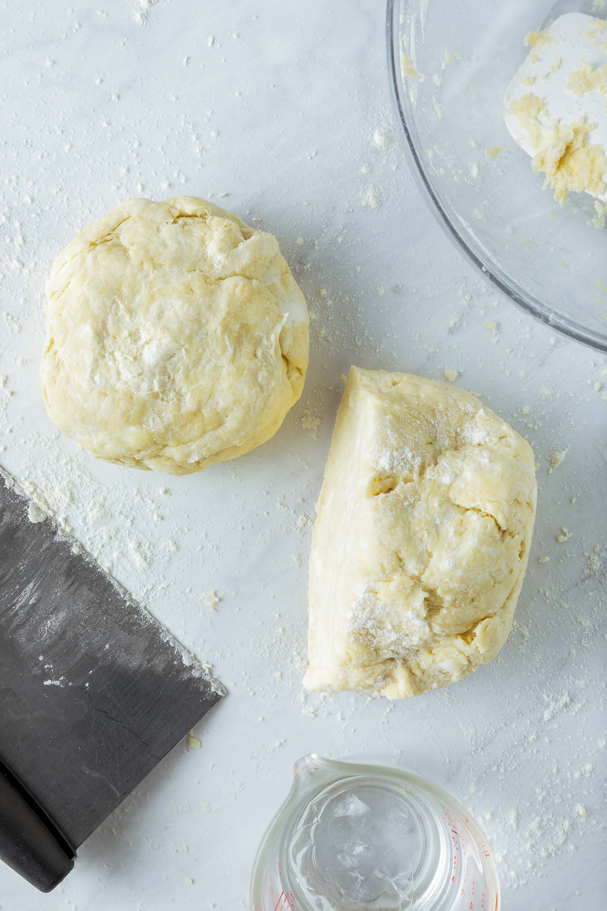 two balls of pie dough to make pie crust. 