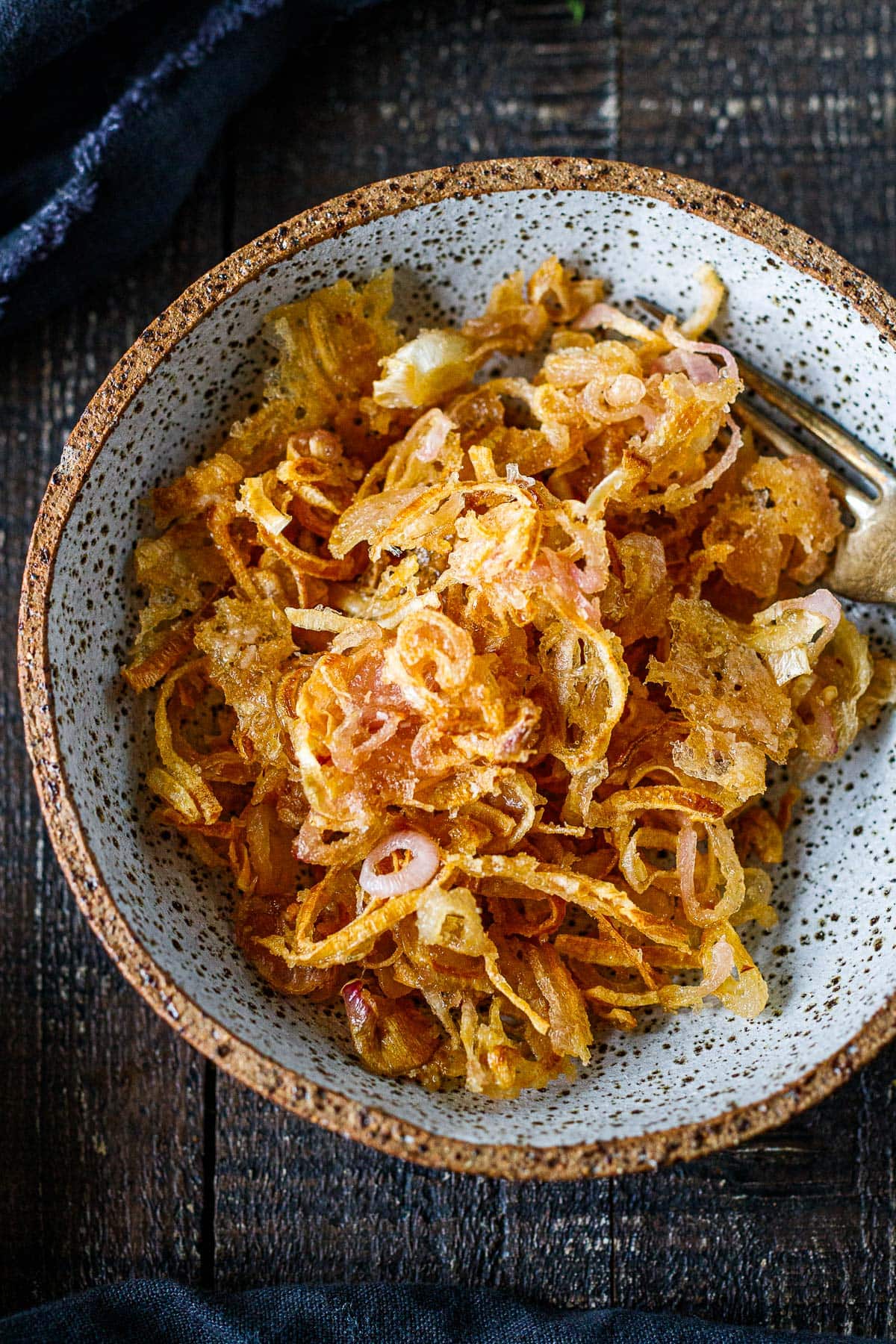 bowl of crispy shallots. 