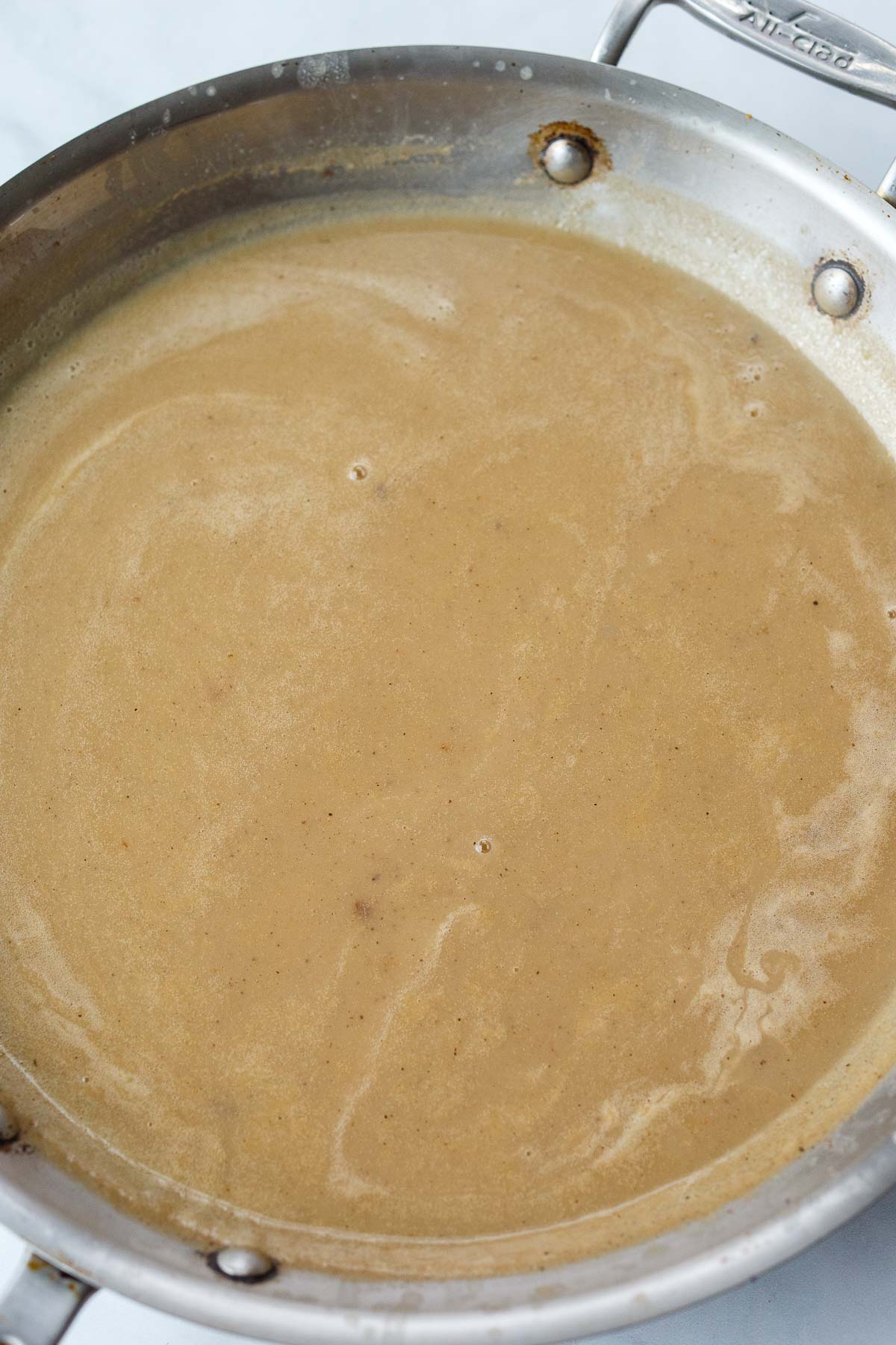 frying pan with Swedish brown gravy.
