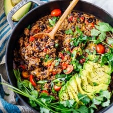 One-Pan Cheesy Rice and Black Beans Recipe