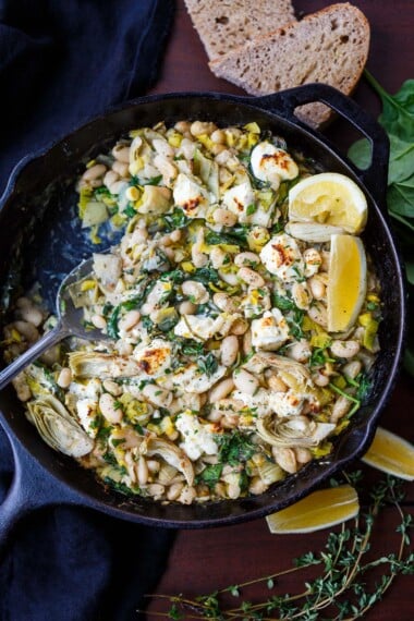 This is one of my favorite white bean recipes! White Bean skillet dinner.