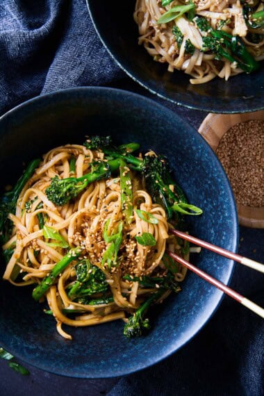 Easy Garlic Noodles are punchy, garlicky, and full of umami flavor! Add tender-crisp veggies or protein- a healthy dinner ready in 30 mins.