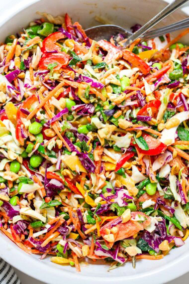 thai crunch salad with peanut dressing