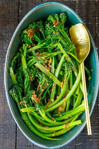 This easy broccolini recipe combines sautéing and steaming for perfectly tender-crisp broccolini every single time. Seasoned with garlic, lemon zest, and chili crisp, it's ready in minutes and pairs with almost any meal. Vegan and GF.