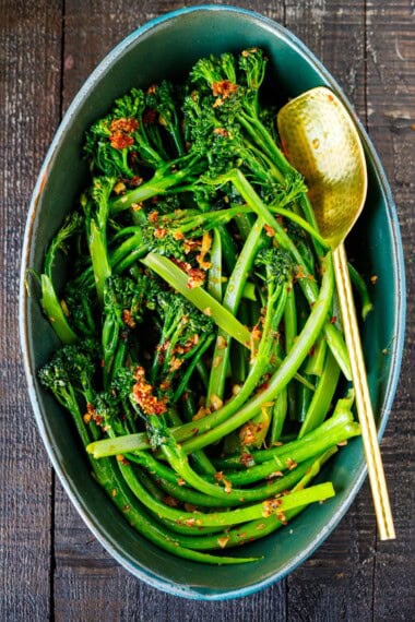 This fast, easy broccolini is seasoned with lemon zest, garlic, and chili crisp and is perfectly tender-crisp. A healthy side dish, ready in minutes!