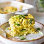 This make-ahead breakfast casserole is fluffy, cheesy, and packed with protein. Perfect for busy mornings, holiday brunch, or feeding a crowd. A delicious, healthy breakfast idea, or serve it for lunch! Keto, Vegetarian, Low carb.