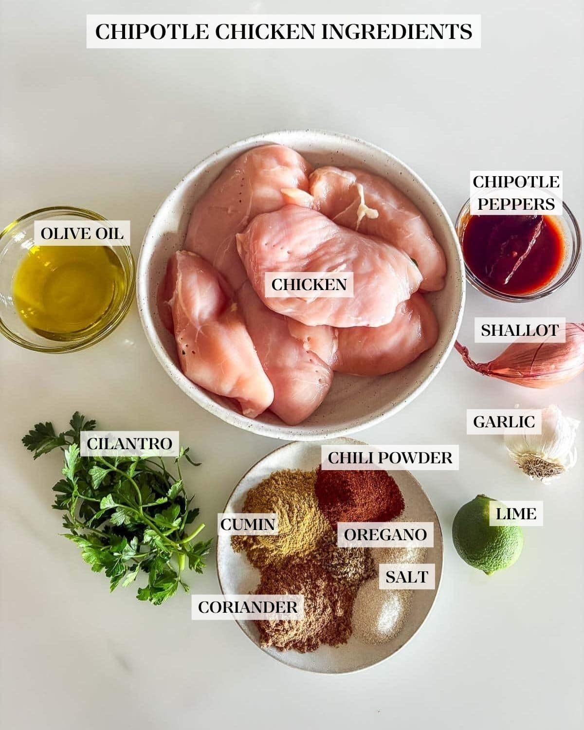 Chipotle chicken ingredients.
