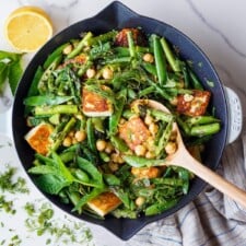 One-Pan Crispy Halloumi and Spring Vegetables