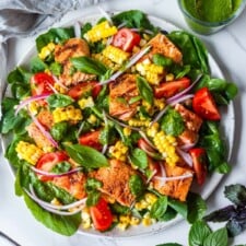 Salmon Salad with Summer Corn, Tomato and Basil Dressing -image