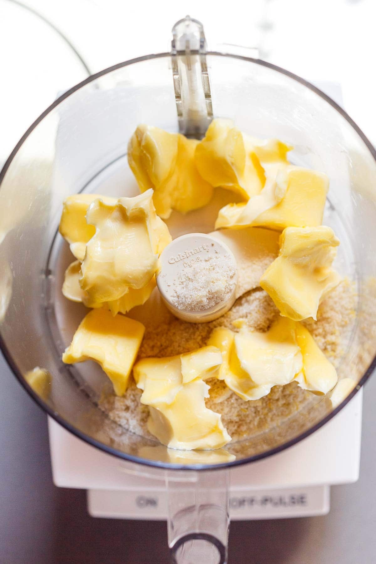 softened butter and flour in a food processor before being blended.