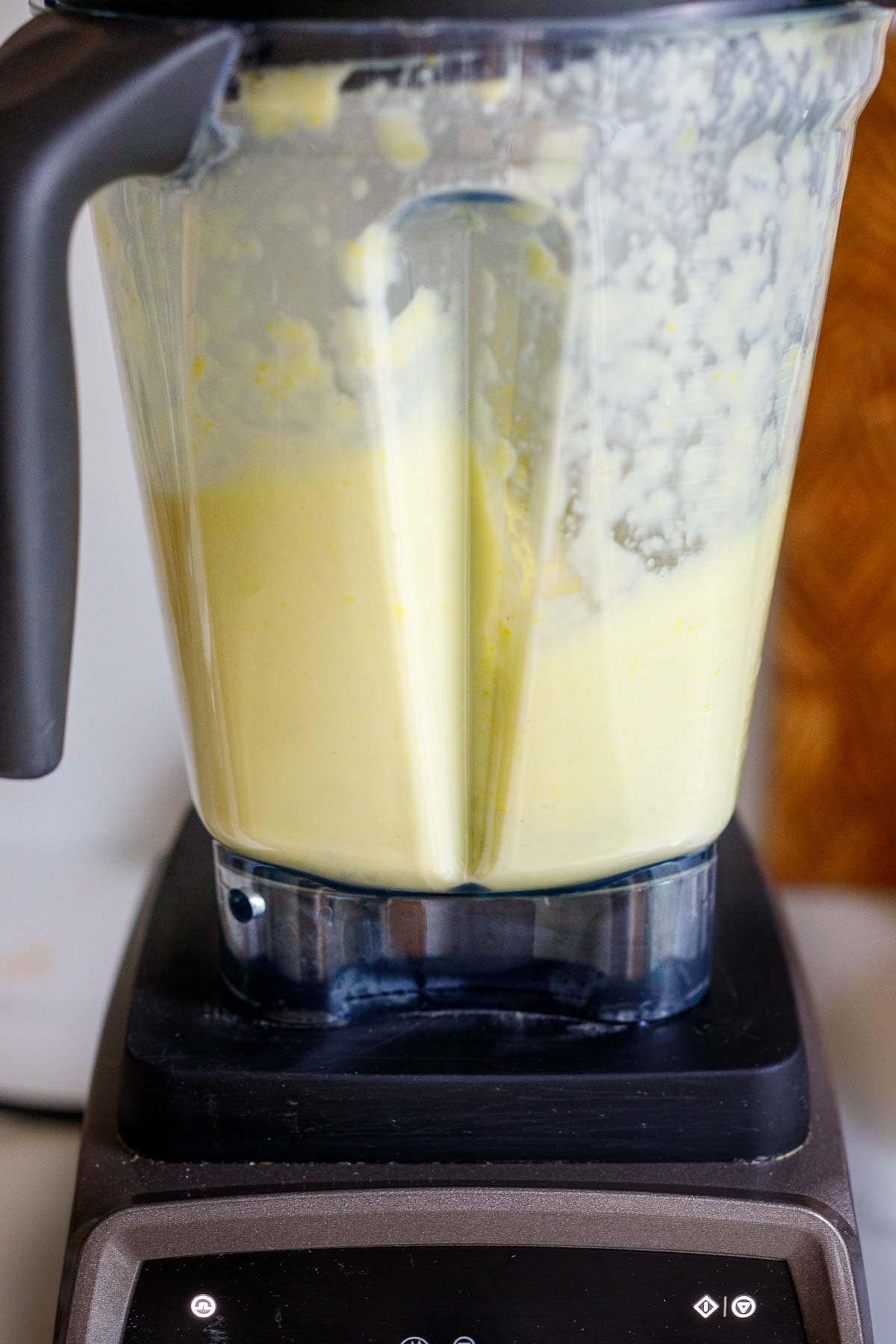 blender with smooth, creamy corn leek purée.