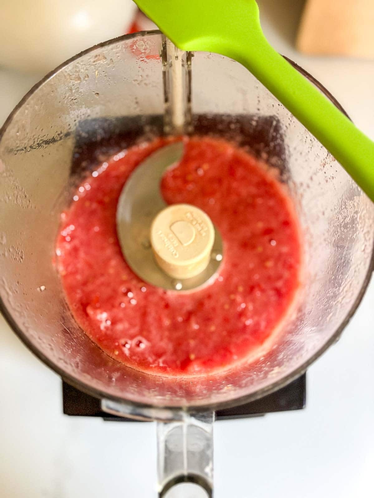 tomato purée in a food processor.