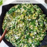 This easy Spanakopita Orzo is a creamy one-pan dinner with tender orzo pasta, spinach, feta, fresh dill, and lemon. All the flavors of spanakopita, ready in about 30 minutes!