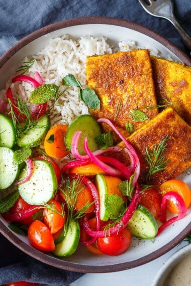tofu shawarma recipe in a bowl